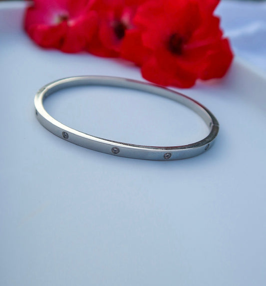 Silver Diamond Bangle