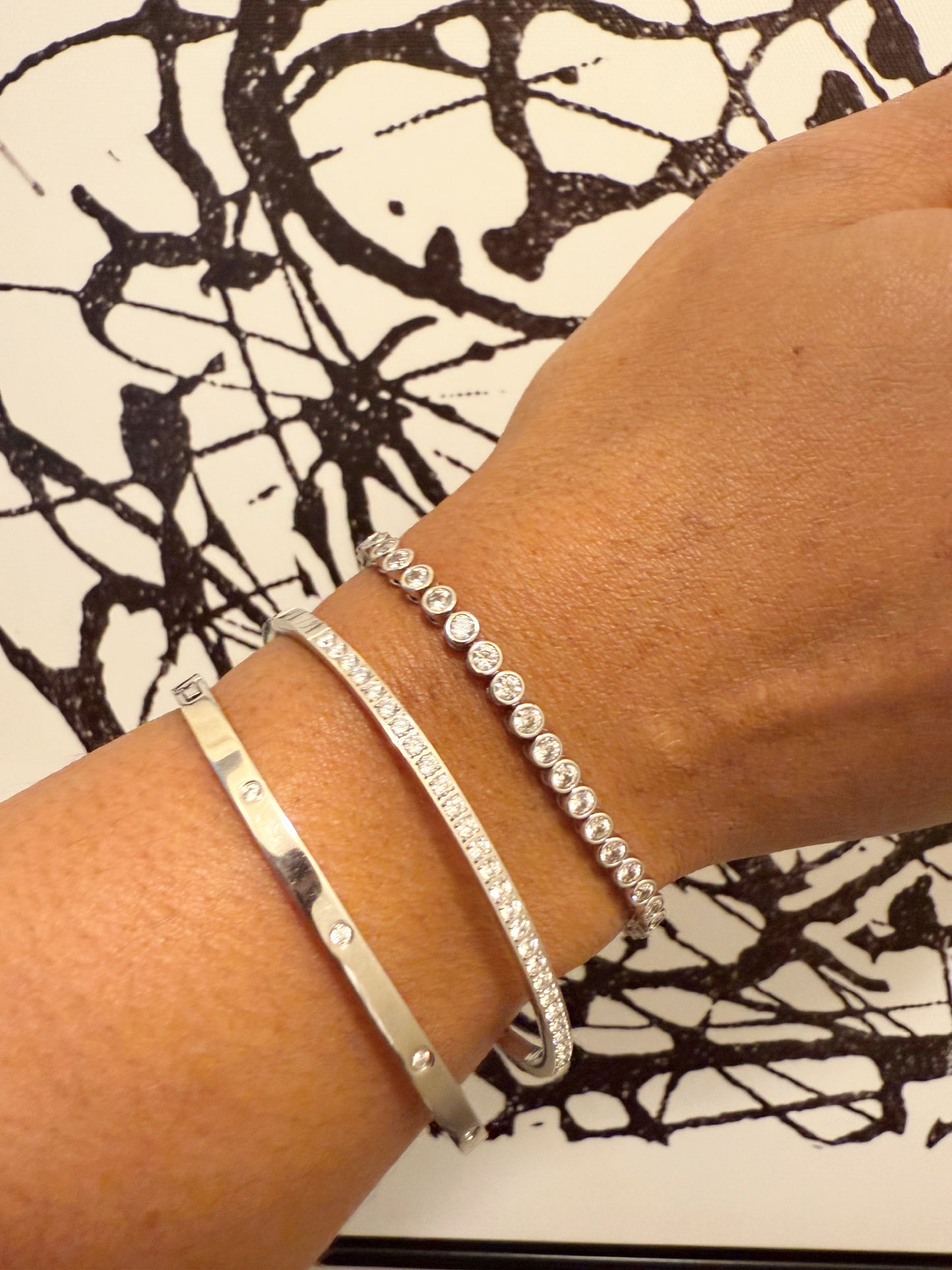 Silver Diamond Bangle